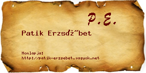 Patik Erzsébet névjegykártya
